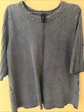 S/M Focus Casual Life Ribbed Blue Tunic Top